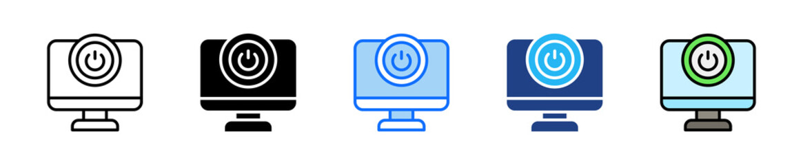 Monitor Button Icon Set Multiple Style Collection