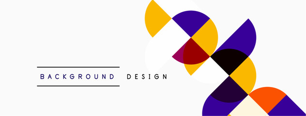 Abstract geometric shapes overlap, creating vibrant color composition. Minimalist design with text elements present. Clean, modern aesthetic.