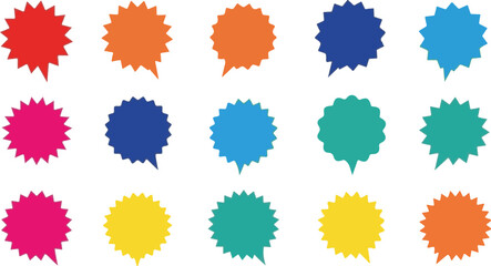Array of Colorful Starburst Shapes vector illustration