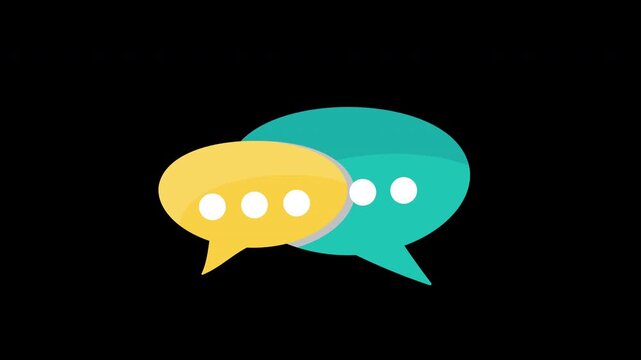 A yellow and blue chat bubbles icon concept loop animation video with alpha channel