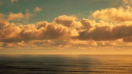 Fototapeta premium Expansive tranquil body of water under a golden summer sky with a calm and peaceful atmosphere