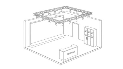 Fototapeta premium Isometric Room with Furniture and Lighting.