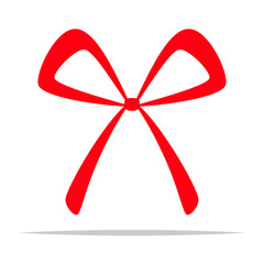 Simple thin red ribbon bow vector isolated illustration