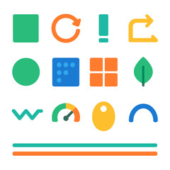Circular Material Systems Icons. Closed-Loop Material Systems flat set: recovered input tile, circular reuse ring, remanufacture lane bar, feedstock return arrow, regeneration