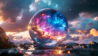 Mystical Crystal Ball with Cosmic Landscape