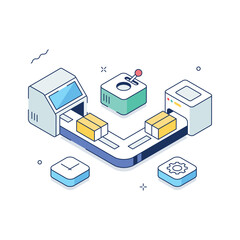 Grab this amazing isometric illustration of packaging process in trendy style