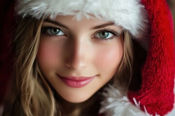 Beautiful girl wearing santa claus clothes