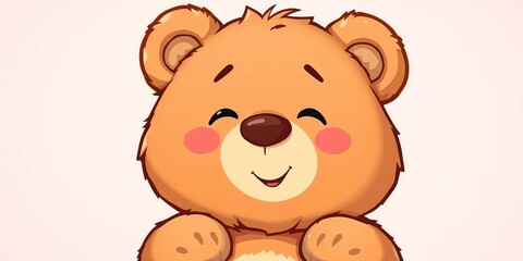 Fototapeta premium Cute cartoon bear, cheerful and fluffy, ready for cuddles, friendly, cute animal