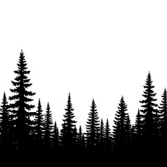 Obraz premium Silhouette of pine trees against white background