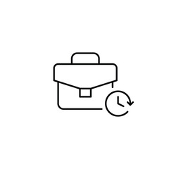 Briefcase and clock. Work hours, deadline management. Pixel perfect, editable stroke vector icon