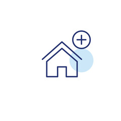 Obraz premium Residence expansion, buying new apartment. House and plus. Pixel perfect, editable stroke vector icon