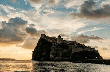 Aragonese castle sunrise, Ischia Island, Italy
