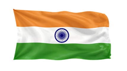 Waving flag with orange, white, and green stripes.