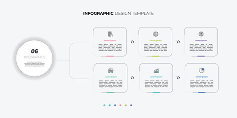 Modern Circle chart infographic template with 6 options for presentations. Infographic 6 diagram chart template for business 6, options, presentation with diagram elements, infographics