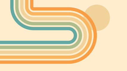 Abstract background of rainbow groovy Wavy Line design in 1970s Hippie Retro style. Vector pattern ready to use for cloth, textile, wrap and other.