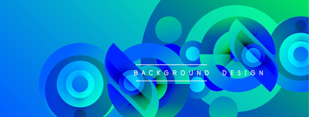 Fototapeta premium Abstract fluid shapes, vibrant bluegreen gradient. Modern design elements create dynamic visual texture. Background features circular forms.