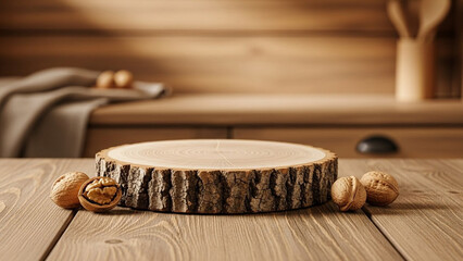 胡桃と木の幹、シンプルな背景素材、合成用写真素材