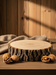 胡桃と木の幹、シンプルな背景素材、合成用写真素材