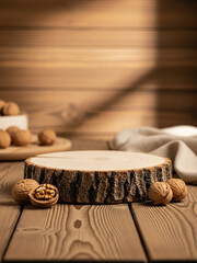 胡桃と木の幹、シンプルな背景素材、合成用写真素材