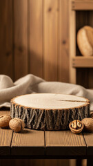 胡桃と蜂蜜と木の幹、シンプルな背景素材、合成用写真素材