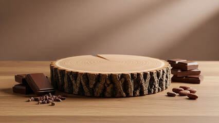 木の幹とチョコレート、合成用背景素材