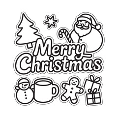 Merry christmas doodle art with festive icons