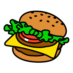 ファストフード店のハンバーガー