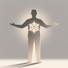 3d render of a man with a sign