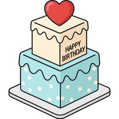 Two Tiered Birthday Cake With Red Heart