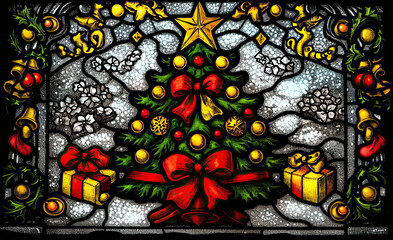 Fototapeta premium Stained Glass Christmas Tree 4