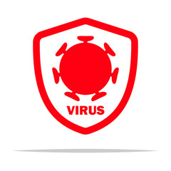 Shield with virus icon vector isolated illustration