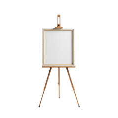 Wooden easel with blank canvas isolated on a transparent background