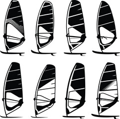 Collection of wind surfing boards