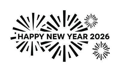 Obraz premium Festive new year fireworks display with text and a bold silhouette