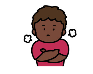 ぷんぷん怒る　黒人の男の子