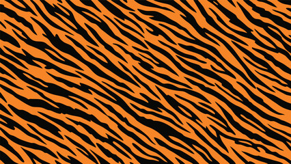 A seamless pattern of bold black tiger stripes on a vibrant orange background, creating a striking animal print texture.