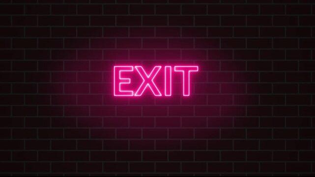 closed neon sign animation, exit text background, 4k