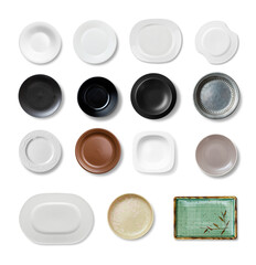 elegant collection of assorted plates and dishes in various colors, shapes, and materials to add...