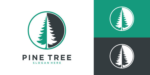 Minimalist pine tree logo design template