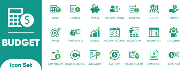 Finance and budget line icons. Wallet, graph, coin, and bank vector symbols. Ideal for fintech apps, dashboards, and corporate reports.