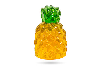 Candy jelly gummy bonbon pineapple fruits isolated on transparent background
