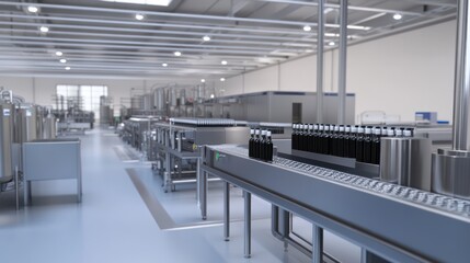 Obraz premium Production line for bottling and packaging natural juices industrial juice plant.