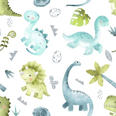 Dinosaur seamless pattern PNG