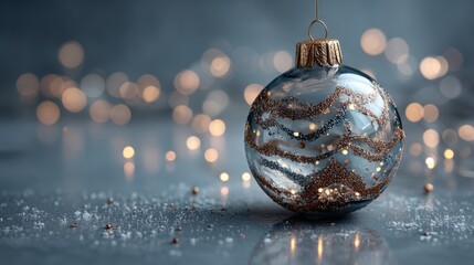 Beautiful holiday ornament with sparkling details and soft bokeh background