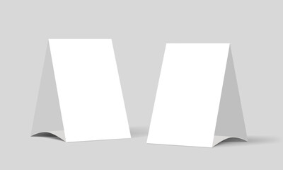 mock up blank white table tent isolated on white background template for designers design vector illustration
