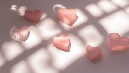Fototapeta premium Elegant Minimalist Valentine Background with Heart Shadows. Ideal for luxury branding and editorial use