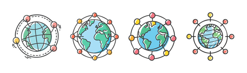 Global network and digital connection concept with earth and surrounding nodes