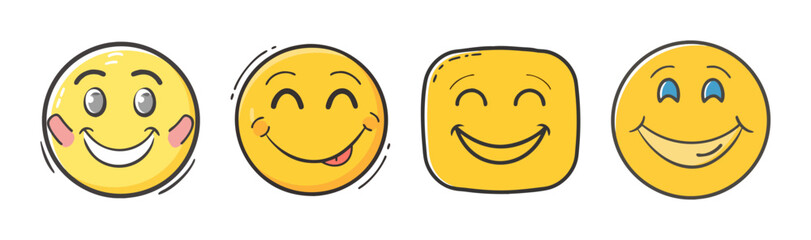 A delightful array of smiley faces capturing different moods of happiness and cheer