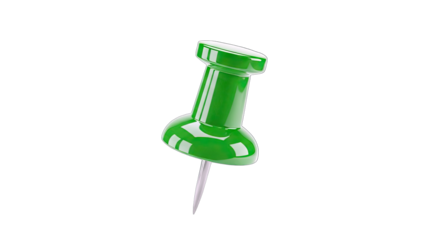 Green Push Pin Isolated on White Background