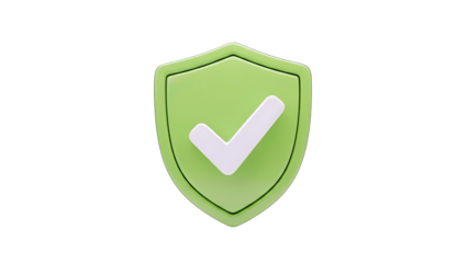 Green Shield with Check Mark - Protection and Security Concept